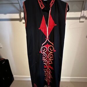 Elegant Black and Red Embroidered Dress